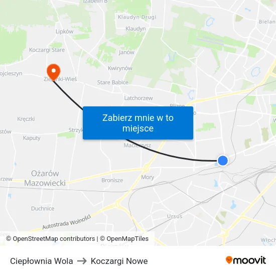 Ciepłownia Wola to Koczargi Nowe map