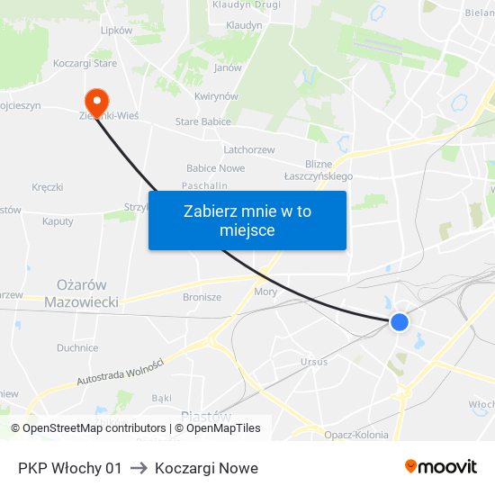 PKP Włochy 01 to Koczargi Nowe map