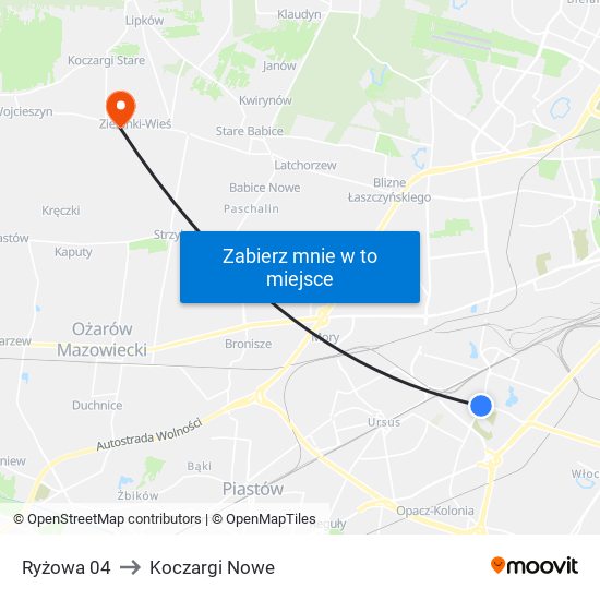 Ryżowa 04 to Koczargi Nowe map