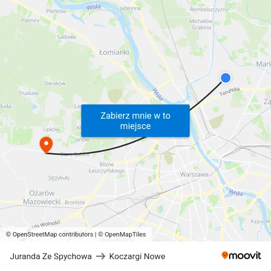 Juranda Ze Spychowa to Koczargi Nowe map