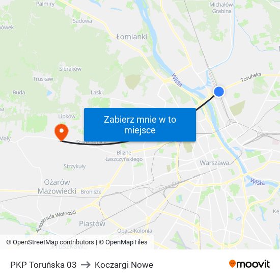 PKP Toruńska 03 to Koczargi Nowe map