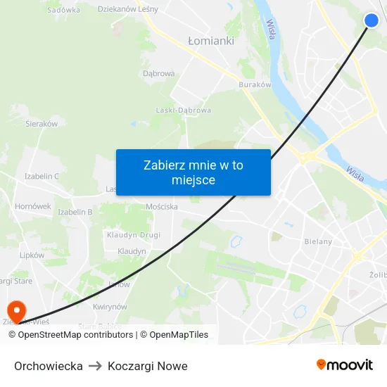 Orchowiecka to Koczargi Nowe map