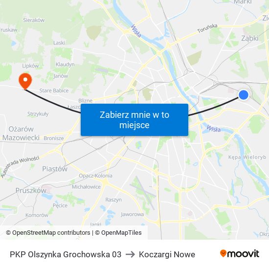 PKP Olszynka Grochowska 03 to Koczargi Nowe map