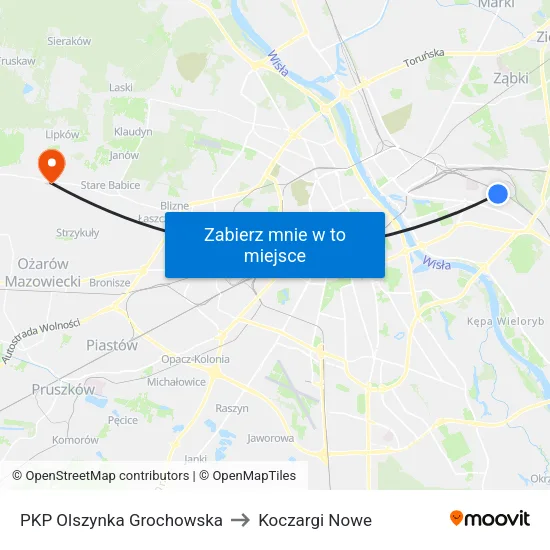 PKP Olszynka Grochowska to Koczargi Nowe map