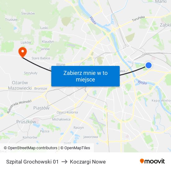 Szpital Grochowski 01 to Koczargi Nowe map