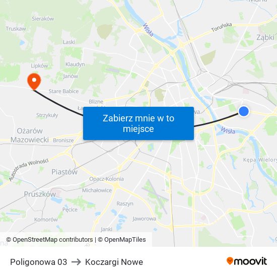 Poligonowa to Koczargi Nowe map