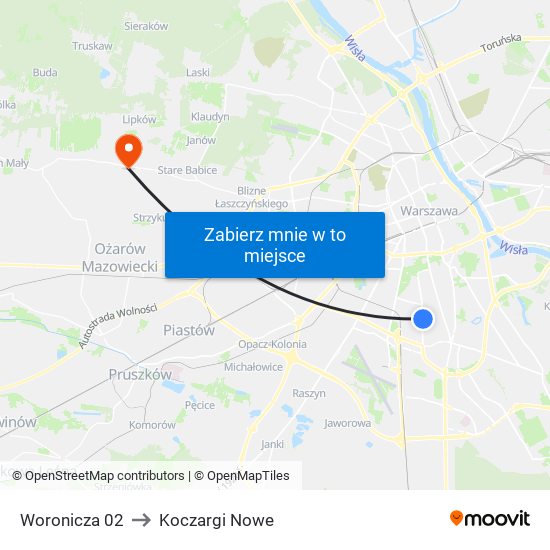 Woronicza to Koczargi Nowe map