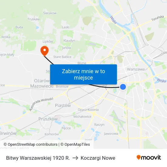 Bitwy Warszawskiej 1920 R. to Koczargi Nowe map