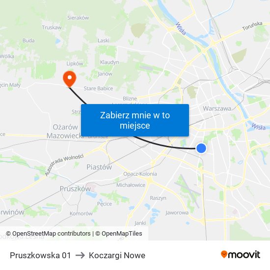 Pruszkowska 01 to Koczargi Nowe map