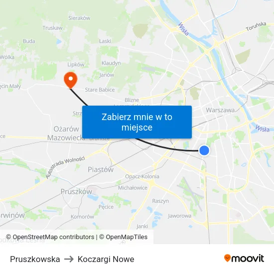 Pruszkowska to Koczargi Nowe map