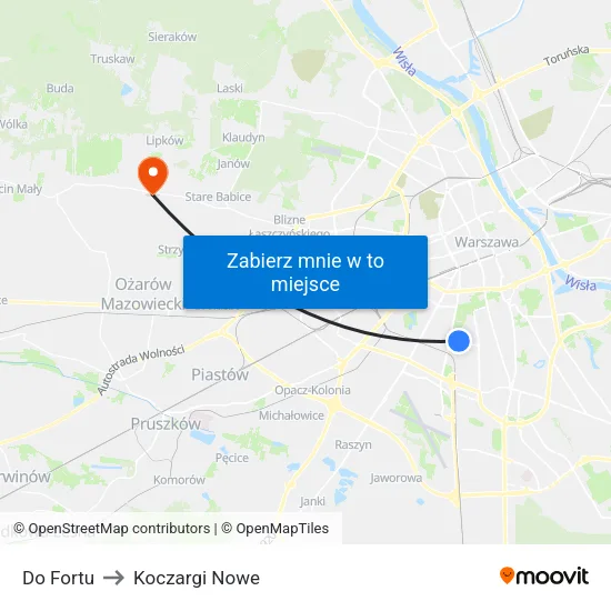Do Fortu to Koczargi Nowe map