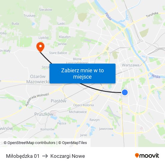 Miłobędzka 01 to Koczargi Nowe map