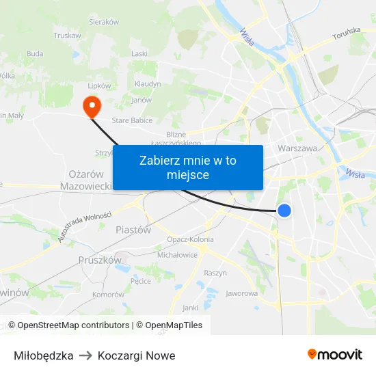 Miłobędzka to Koczargi Nowe map