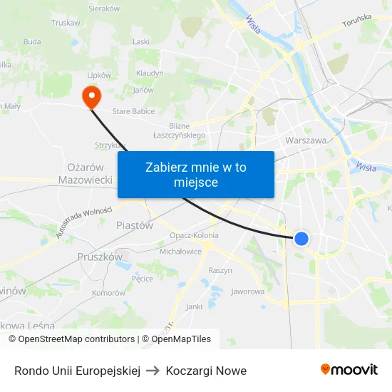 Rondo Unii Europejskiej to Koczargi Nowe map