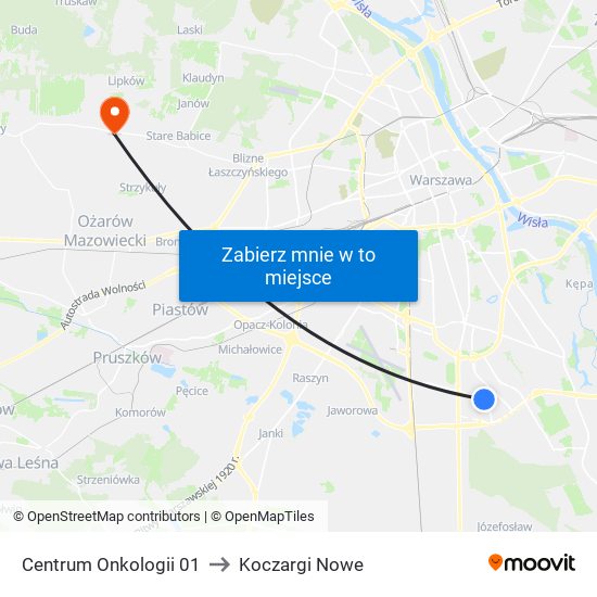 Centrum Onkologii 01 to Koczargi Nowe map