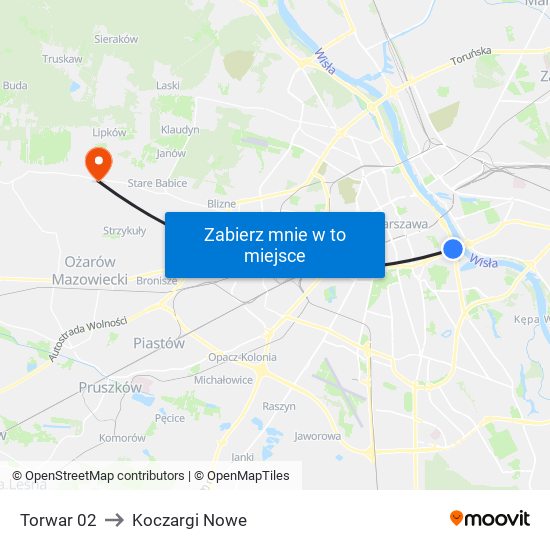 Torwar 02 to Koczargi Nowe map