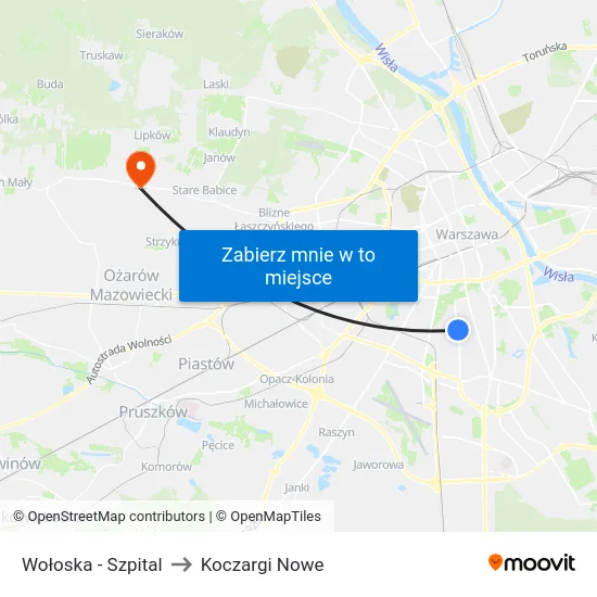 Wołoska - Szpital to Koczargi Nowe map