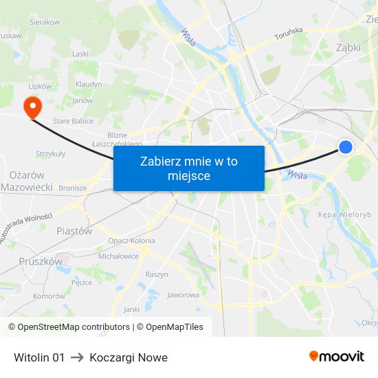 Witolin to Koczargi Nowe map