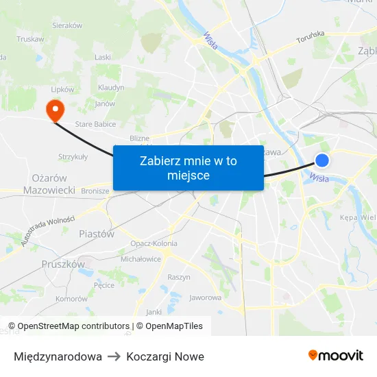 Międzynarodowa to Koczargi Nowe map