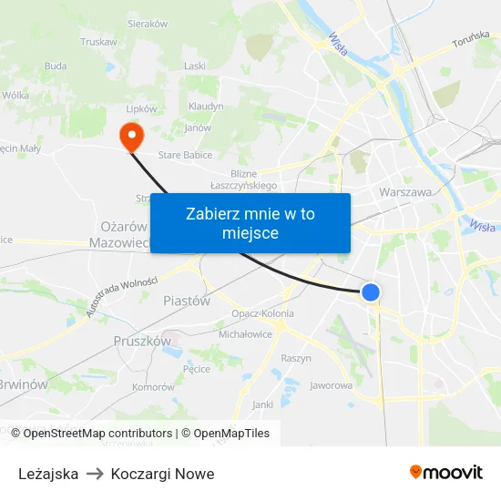 Leżajska to Koczargi Nowe map
