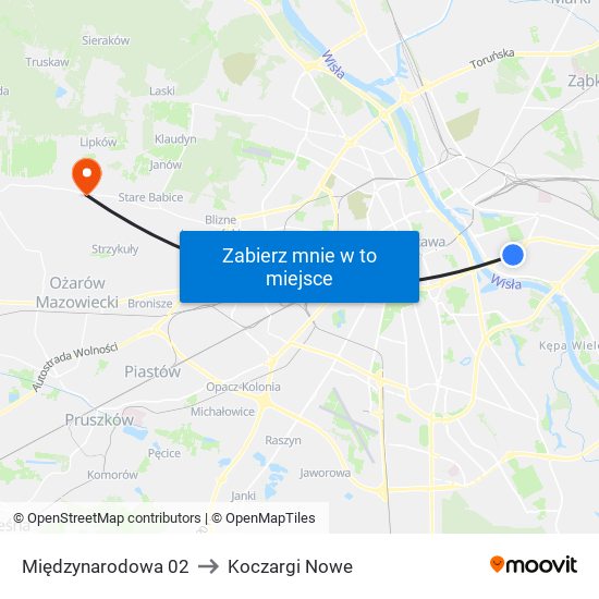 Międzynarodowa 02 to Koczargi Nowe map