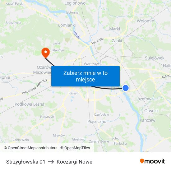 Strzygłowska to Koczargi Nowe map