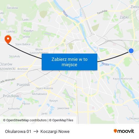 Okularowa 01 to Koczargi Nowe map