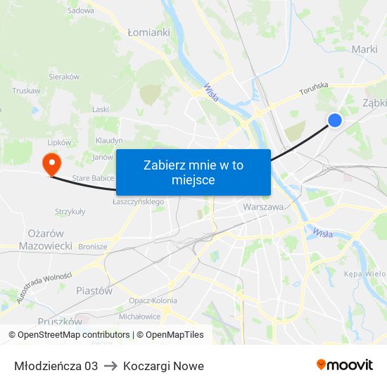 Młodzieńcza 03 to Koczargi Nowe map