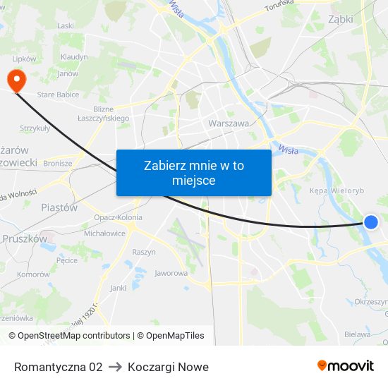 Romantyczna 02 to Koczargi Nowe map