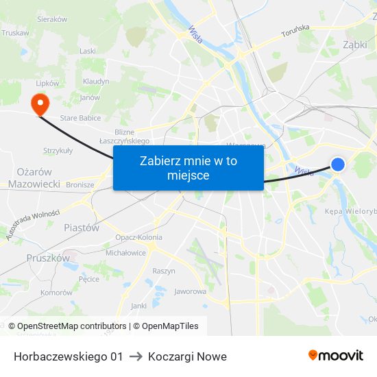 Horbaczewskiego 01 to Koczargi Nowe map