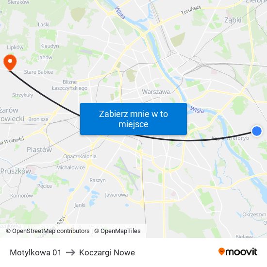 Motylkowa 01 to Koczargi Nowe map