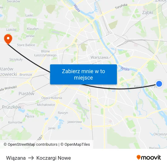 Wiązana to Koczargi Nowe map