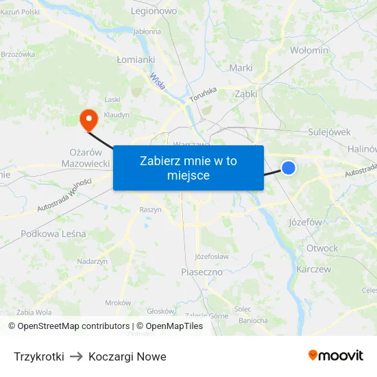 Trzykrotki to Koczargi Nowe map