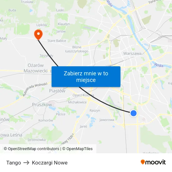 Tango to Koczargi Nowe map