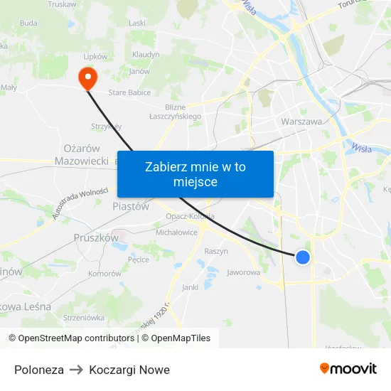 Poloneza to Koczargi Nowe map