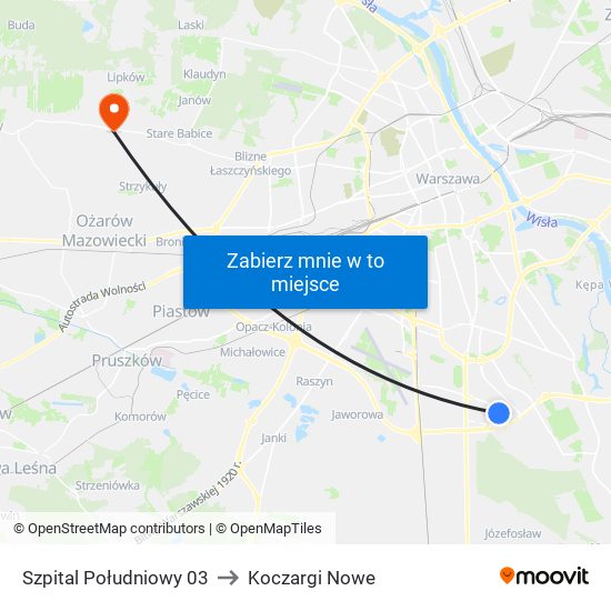 Szpital Południowy 03 to Koczargi Nowe map