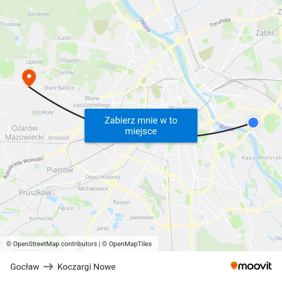 Gocław to Koczargi Nowe map