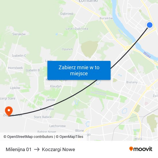 Milenijna 01 to Koczargi Nowe map