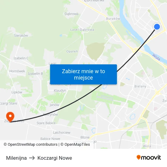 Milenijna to Koczargi Nowe map