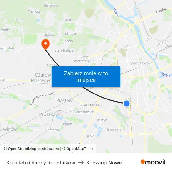 Komitetu Obrony Robotników to Koczargi Nowe map