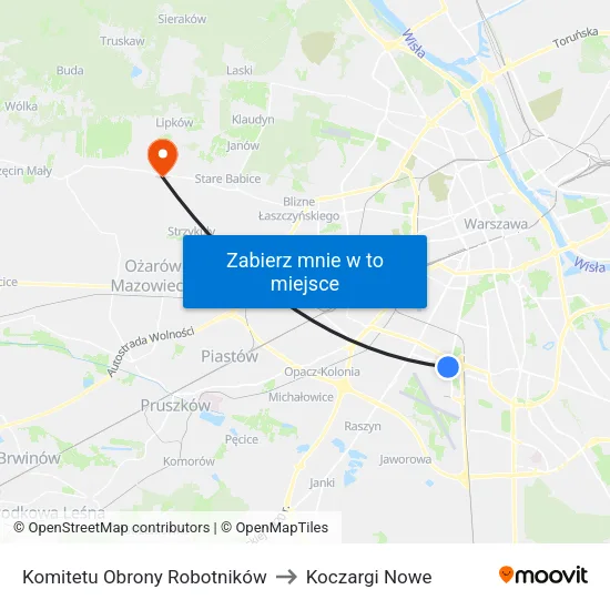 Komitetu Obrony Robotników to Koczargi Nowe map