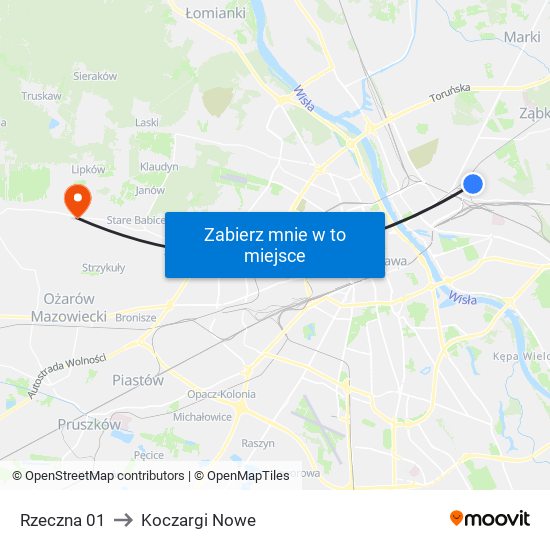 Rzeczna 01 to Koczargi Nowe map