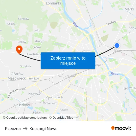 Rzeczna to Koczargi Nowe map