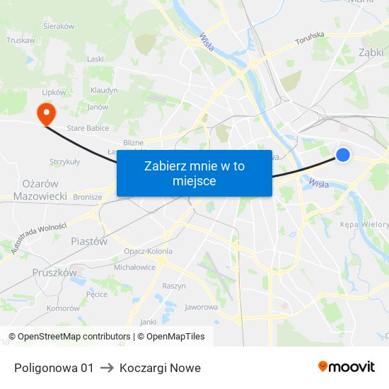 Poligonowa 01 to Koczargi Nowe map