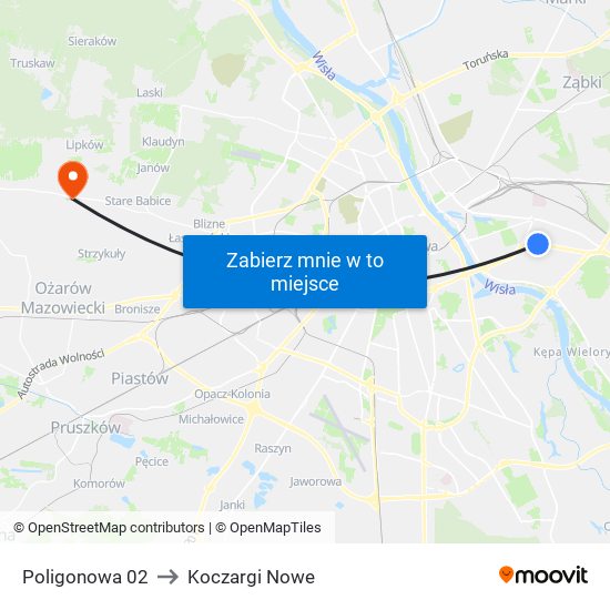 Poligonowa 02 to Koczargi Nowe map