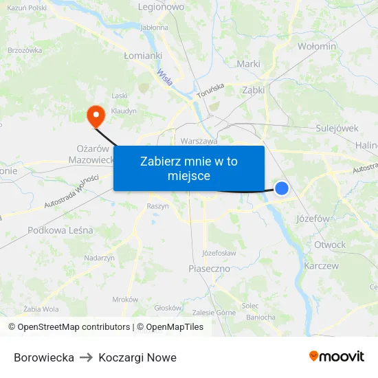 Borowiecka to Koczargi Nowe map