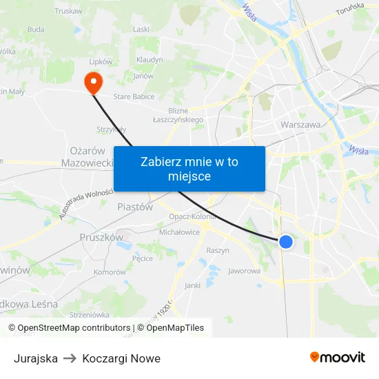 Jurajska to Koczargi Nowe map