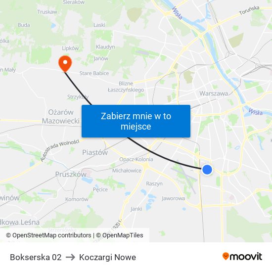 Bokserska 02 to Koczargi Nowe map