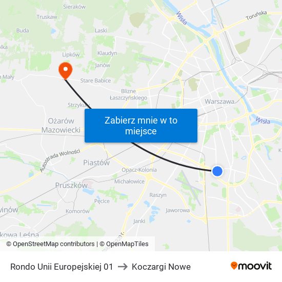 Rondo Unii Europejskiej 01 to Koczargi Nowe map