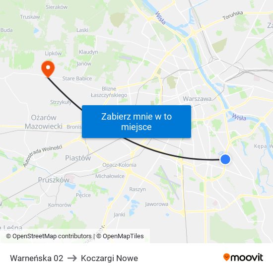 Warneńska 02 to Koczargi Nowe map